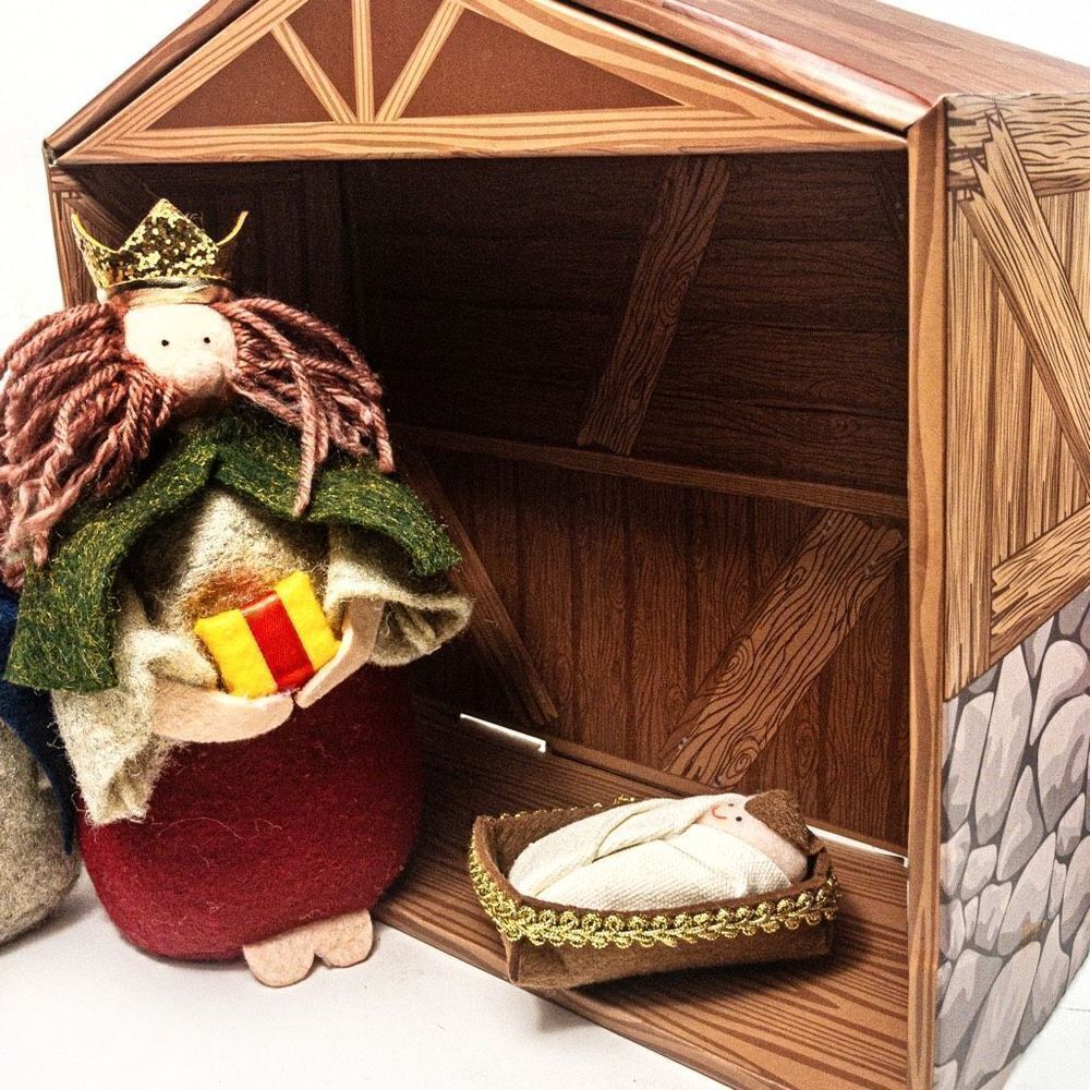 Felted Plush Nativity Crèche 5 Pieces Christmas Decor - Picture 8 of 14